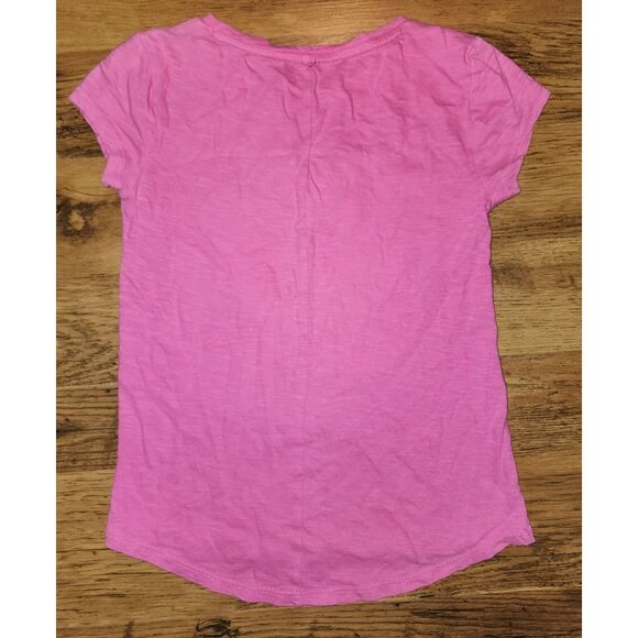 Girl's Crown & Ivy Kids Pink Seahorse Navy Glittery Outline Tee Shirt Small - Picture 2 of 4